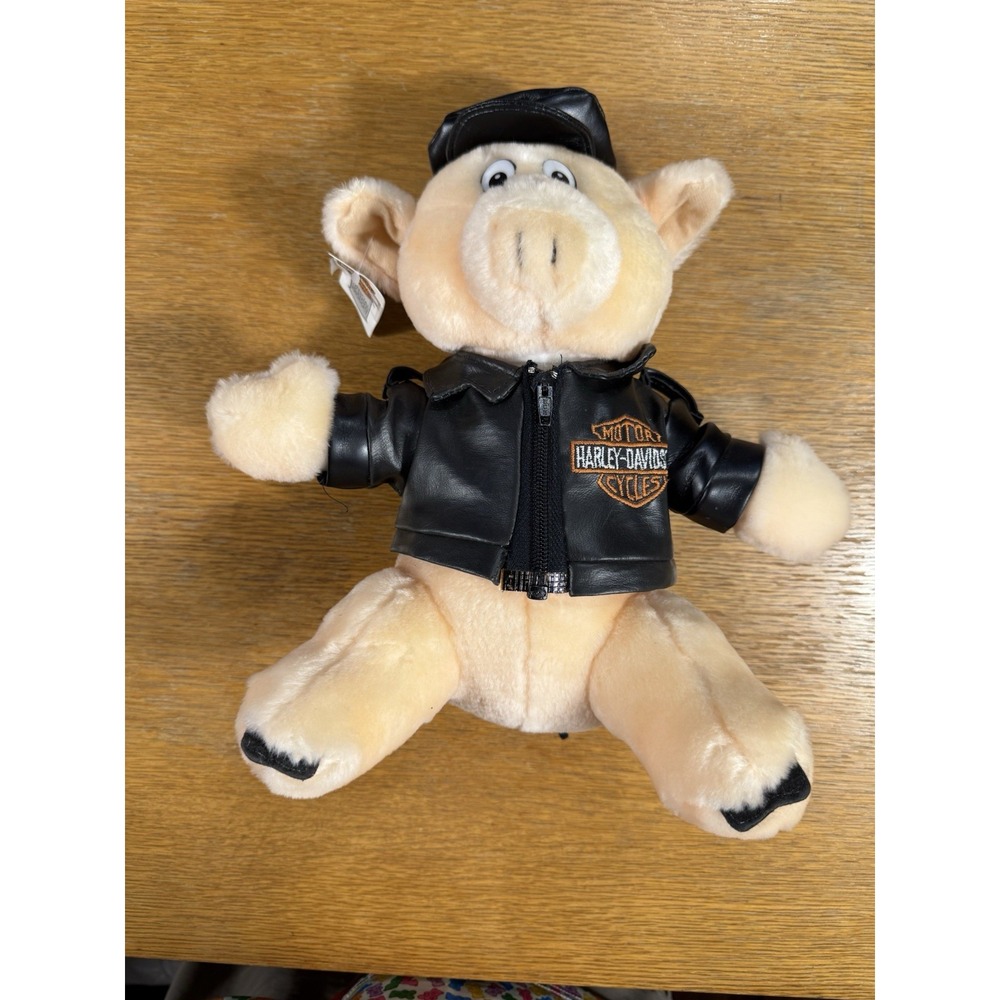 Vintage 1992 Harley Davidson Plush Pig Biker Jacket Play By Play 11" NWT